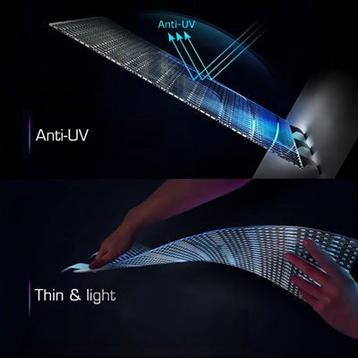 شاشة فيلم كريستالي LED شفافة للغاية تصميم رقيق للغاية شاشة شفافة بلا حدود